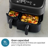 Philips Airfryer Dual Basket Serie 3000, 9L, Freidora de aire con 2 cestas, Kit Desayuno, Tecnología Rapid Air, 99% menos de grasa, ahorro de energía, ideal para familias, App HomeID (NA350/03)