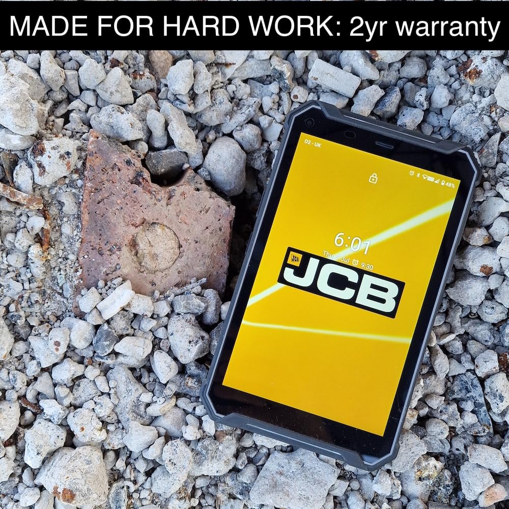 JCB Tough Tablet, Tableta Robusta de 8 Pulgadas, Batería de 12200mAh, Dual SIM desbloqueada, Cámara de 21MP, TT22