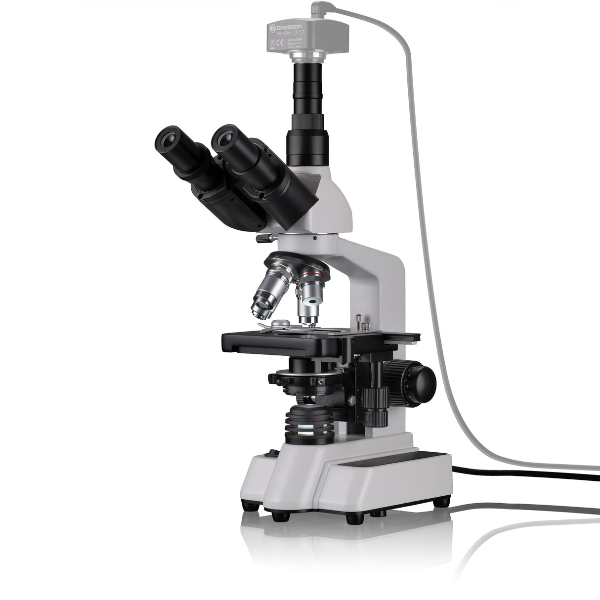 Bresser 5723100 Researcher Trino 40-1000x Microscopio, Negro/ Blanco
