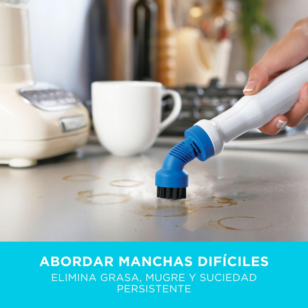 BLACK+DECKER Mopa a Vapor con Cable 1300W 12 Accesorios, Blanco/Azul Cielo, FSMH1321JSM-QS