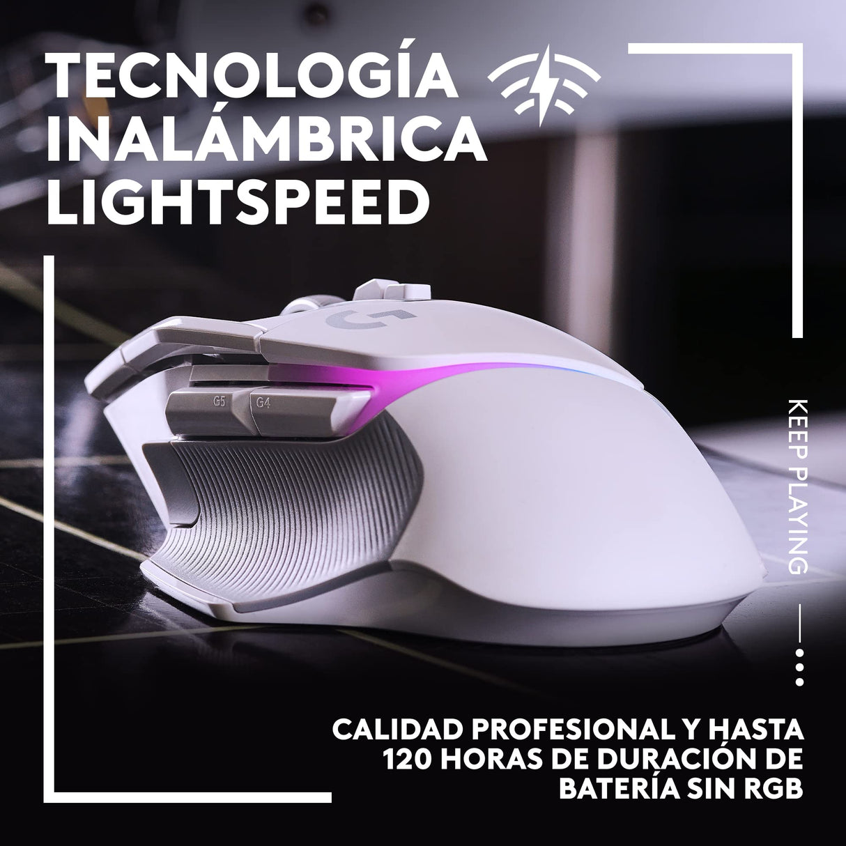 Logitech G G502 X PLUS LIGHTSPEED Ratón inalámbrico RGB para Gaming - Ratón óptico con interruptores híbridos LIGHTFORCE, LIGHTSYNC RGB, sensor HERO 25K, compatible con PC - macOS/Windows - Blanco