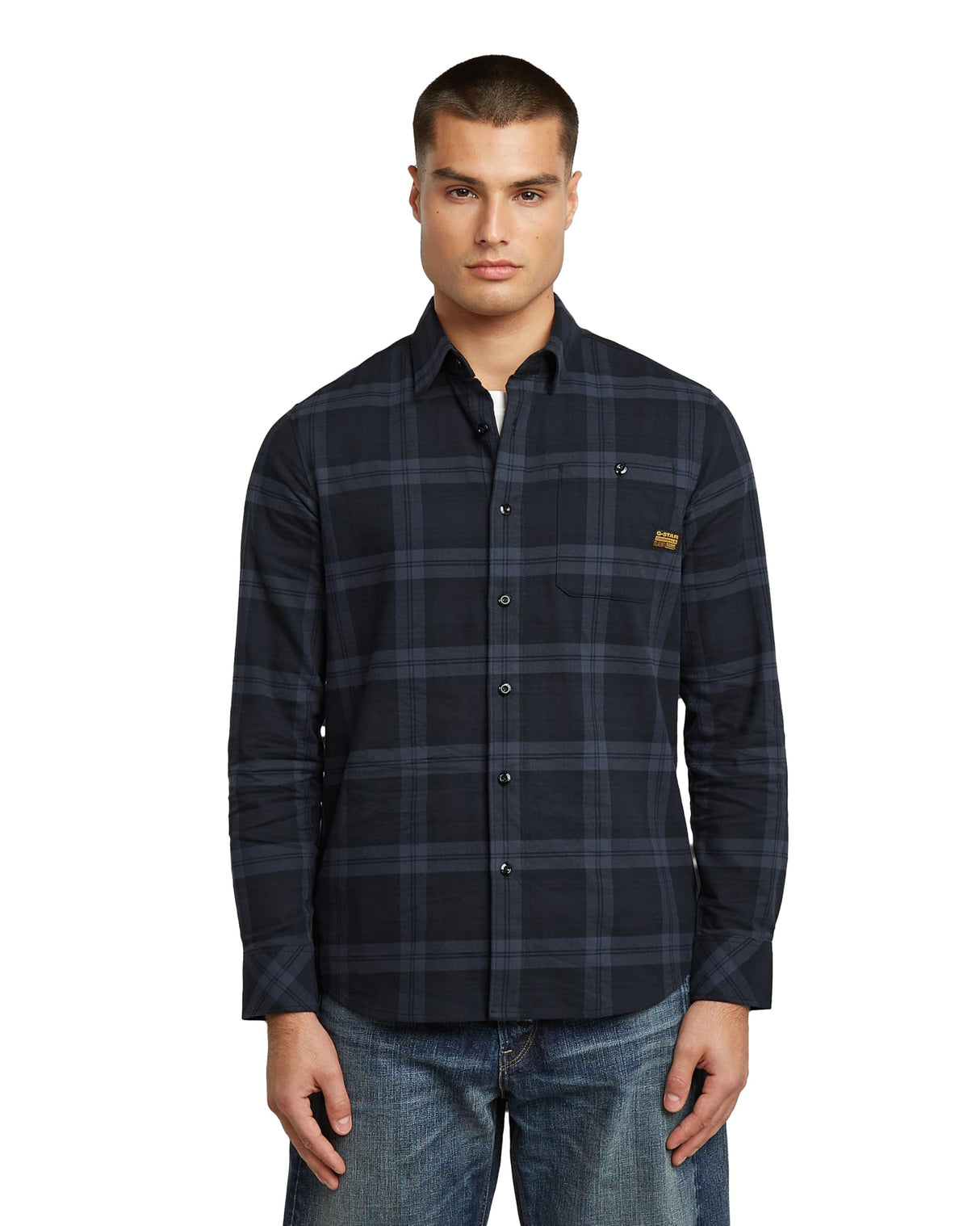 G-STAR Bristum 2.0 Slim Shirt Camiseta, India Ink Toby Check D23553-d748-h520, M Hombres