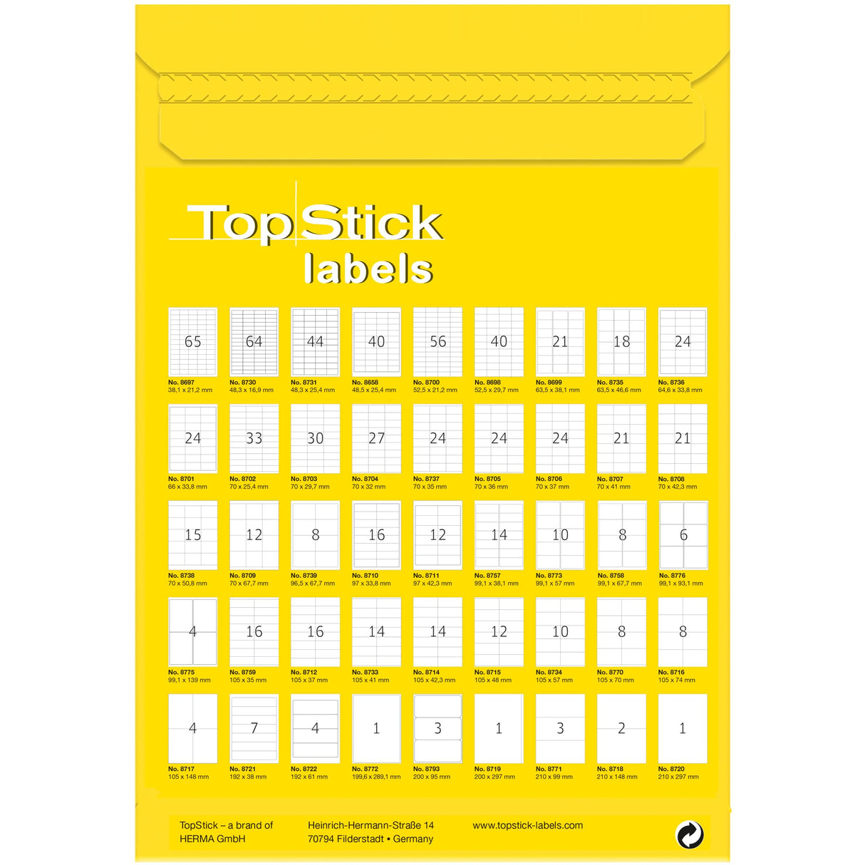 TopStick 8718 Etiquetas universales A4 grande, paquete de 10 (210 x 148 mm, 1000 hojas, papel, mate) autoadhesivas, imprimible, pegatinas de dirección permanentes, 2000 adhesivos blancas