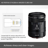 PENTAX Objectif HD DFA 100mm Macro F2.8 ED AW Noir
