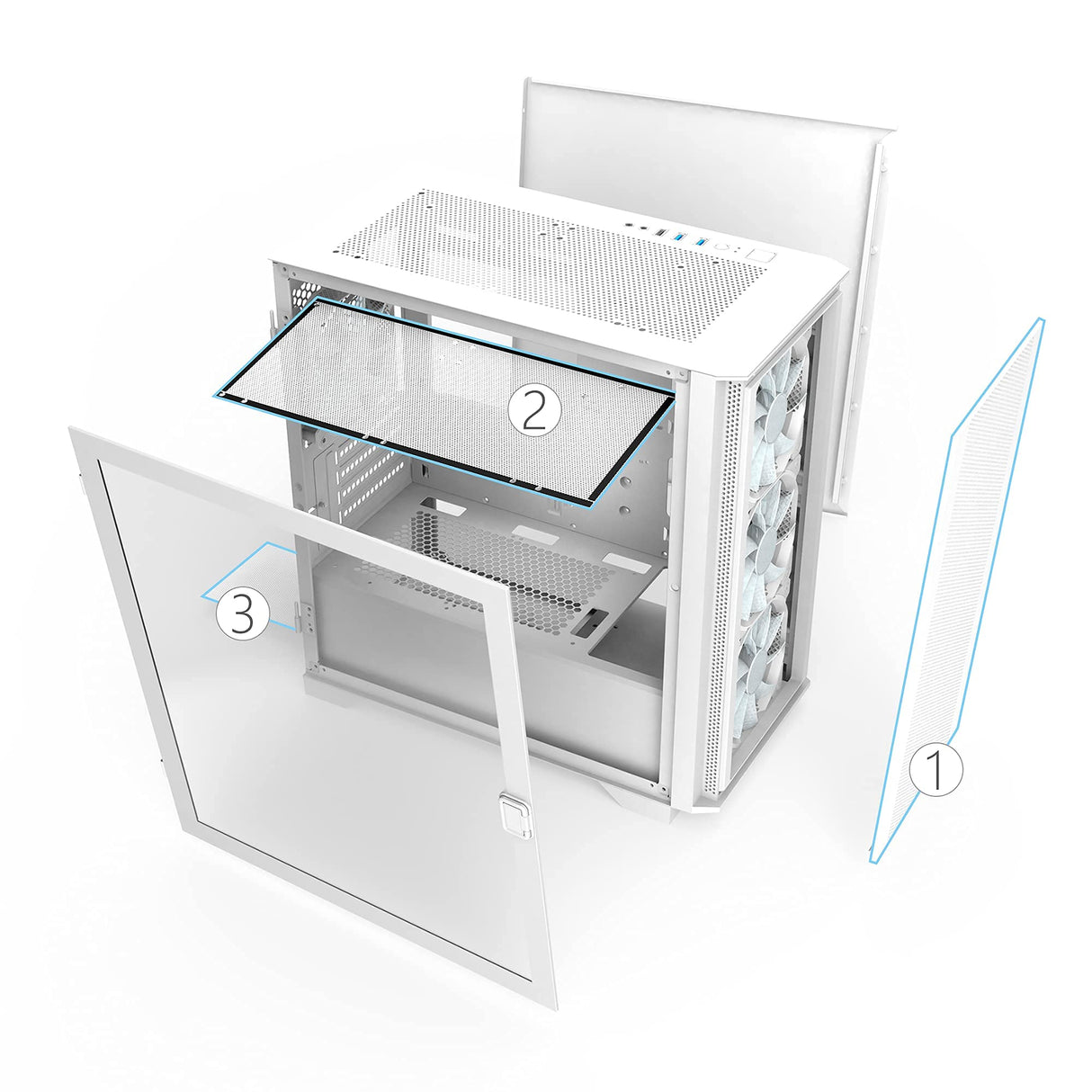 MONTECH Air 100 ARGB, Micro-ATX, Vidrio Templado - Blanco