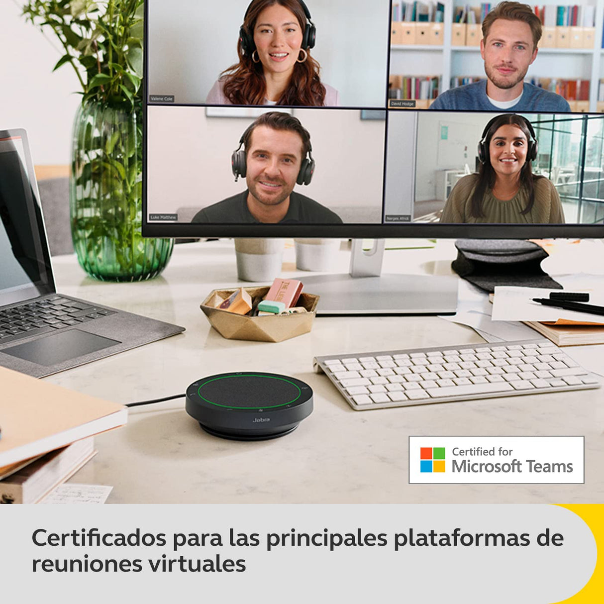 Jabra Speak2 40 Altavoz Portátil, 4 Micrófonos, Cancelación de Ruido, 50 mm de Alto Alcance, Audio de Banda Ancha y Conexiones USB-A y USB-C, Certificado para MS Teams, Gris Oscuro
