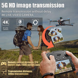 OBEST Drone GPS con Camara 4K Adulto, 5G WIFI FPV Dron Plegable Motor sin Escobillas 2 Batería 40Min Retorno Auto, Visualización Nivel Batería, RC Cuadricóptero Control Pantalla 5.9", Tarjeta SD