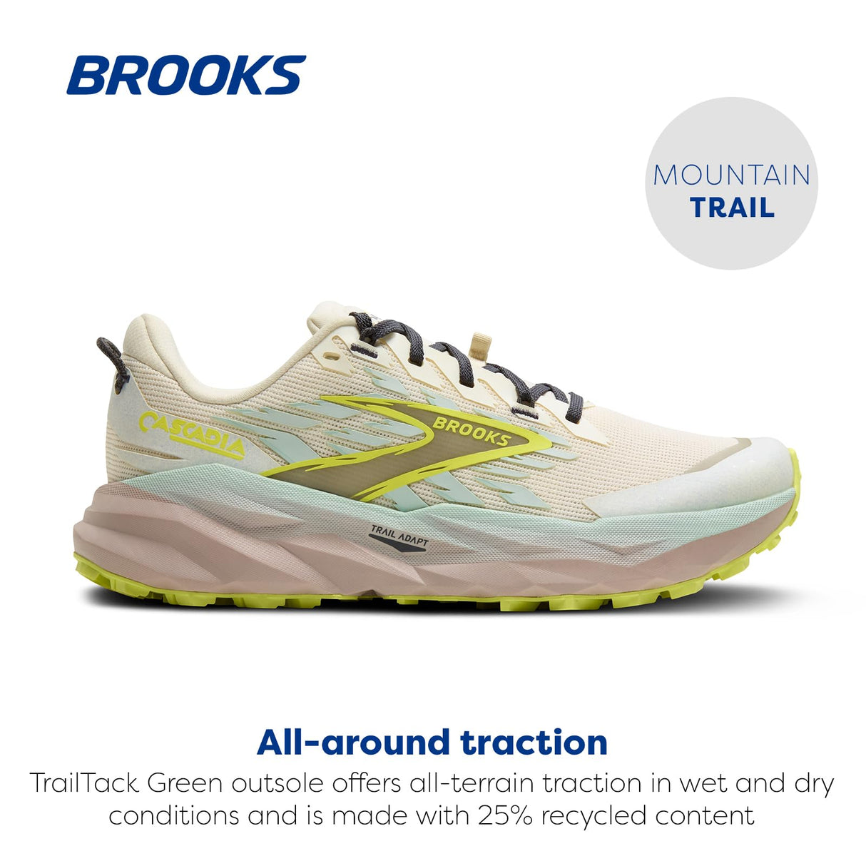 Brooks Cascadia 19, Zapatillas Deportivas Mujer, Coconut Misty Blue Ebony, 41 EU