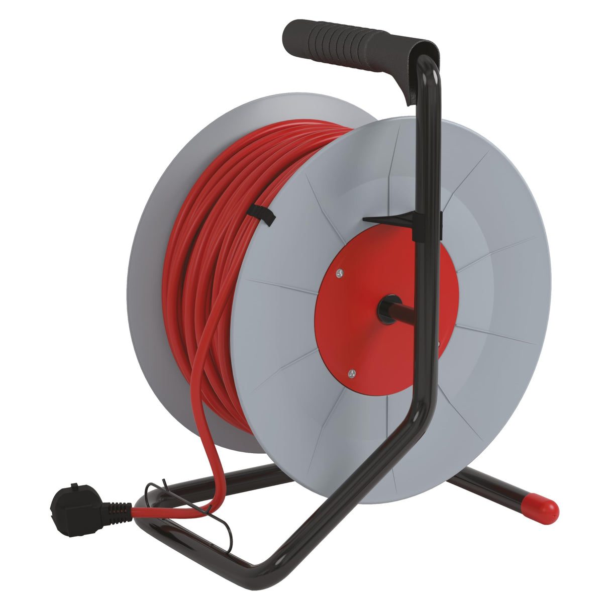 EMOS - Tambor de Cable de 50m - 4 enchufes Schuko - 230 V, 16 A, 3680 W - Aislamiento PVC H05VV-F3G 1,5 mm2 - Protección contra sobrecalentamiento - IP20 para Interiores