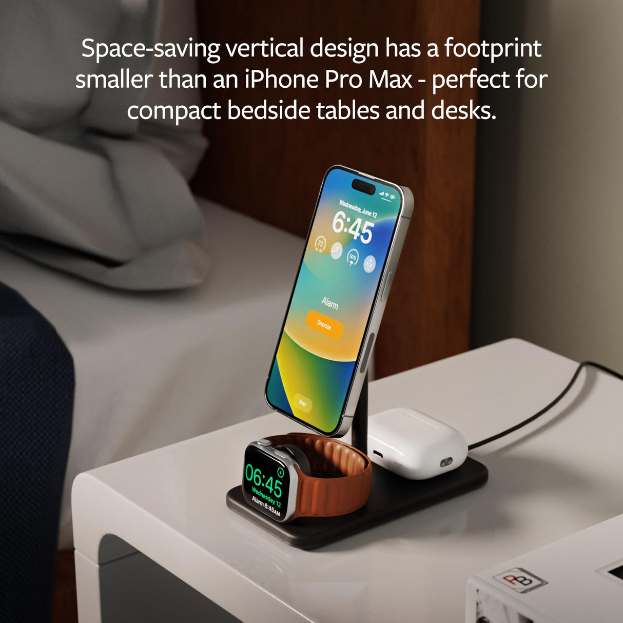 Twelve South HiRise 3 Deluxe, Soporte de Carga MagSafe Compacto de Lujo para iPhone, AirPods y Apple Watch, Incluye Fuente de alimentación Estadounidense con Cable de 5 pies, además de adaptadores de