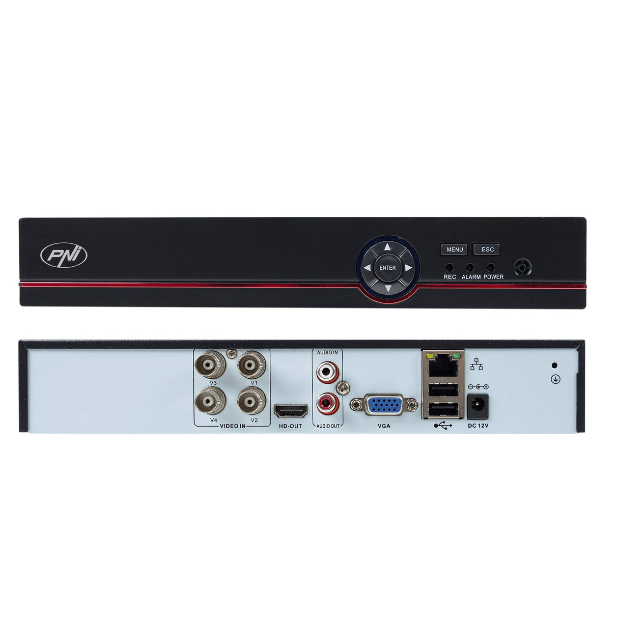 Kit de videovigilancia AHD PNI House PTZ1500 5MP - DVR y 4 cámaras de vigilancia para Exteriores,H.265, detección de rostros, detección Humana