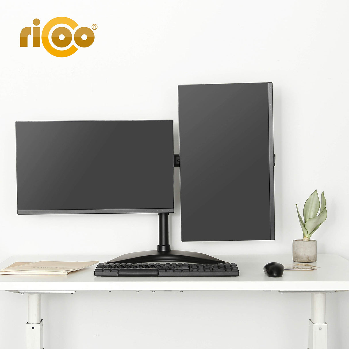 RICOO Soporte Monitor Mesa Base articulado Giratorio Inclinable Pantalla PC 13-27" (33-69cm) TS8211 Stand para monitores VESA 75x75 100x100