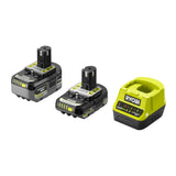 RYOBI – 2 baterías One+ y Cargador de Sonido: 1 batería de 4,0 Ah, 1 batería de 2,0 Ah, 1 Cargador de 2,0 A – RC18120-242X