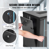VEVOR Gabinete para servidor de red montaje en pared de 12U, 15,5" gabinete en rack para servidores 200 lbs con paneles laterales de puerta de vidrio con cerradura para equipos de TI, dispositivos A/V