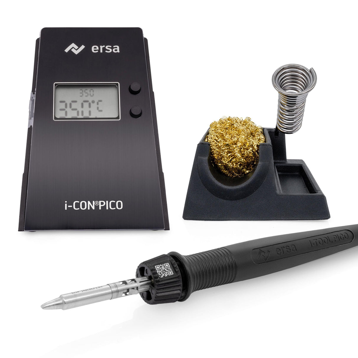 ERSA i-CON PICO MK2 - Estación de soldadura digital (80 W, 150-450 °C, con soldador i-TOOL PICO MK2 ergonómico con cambio Tip`N Turn + punta de soldadura de 1,6 mm con autonomía automática)