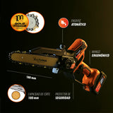 Altuna - Motosierra a Batería con Cadena de Titanio Autoengrasable - Motor Brushless 1000W - Corte 180mm - Incluye 2 Baterías 4Ah - Ligera y Compacta - Con Maletín Protector y Gafas de Protección