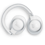 JBL Auriculares inalámbricos circumaurales Live 770 NC, con tecnología Bluetooth y cancelación adaptativa de ruido, hasta 65 horas de reproducción, blanco