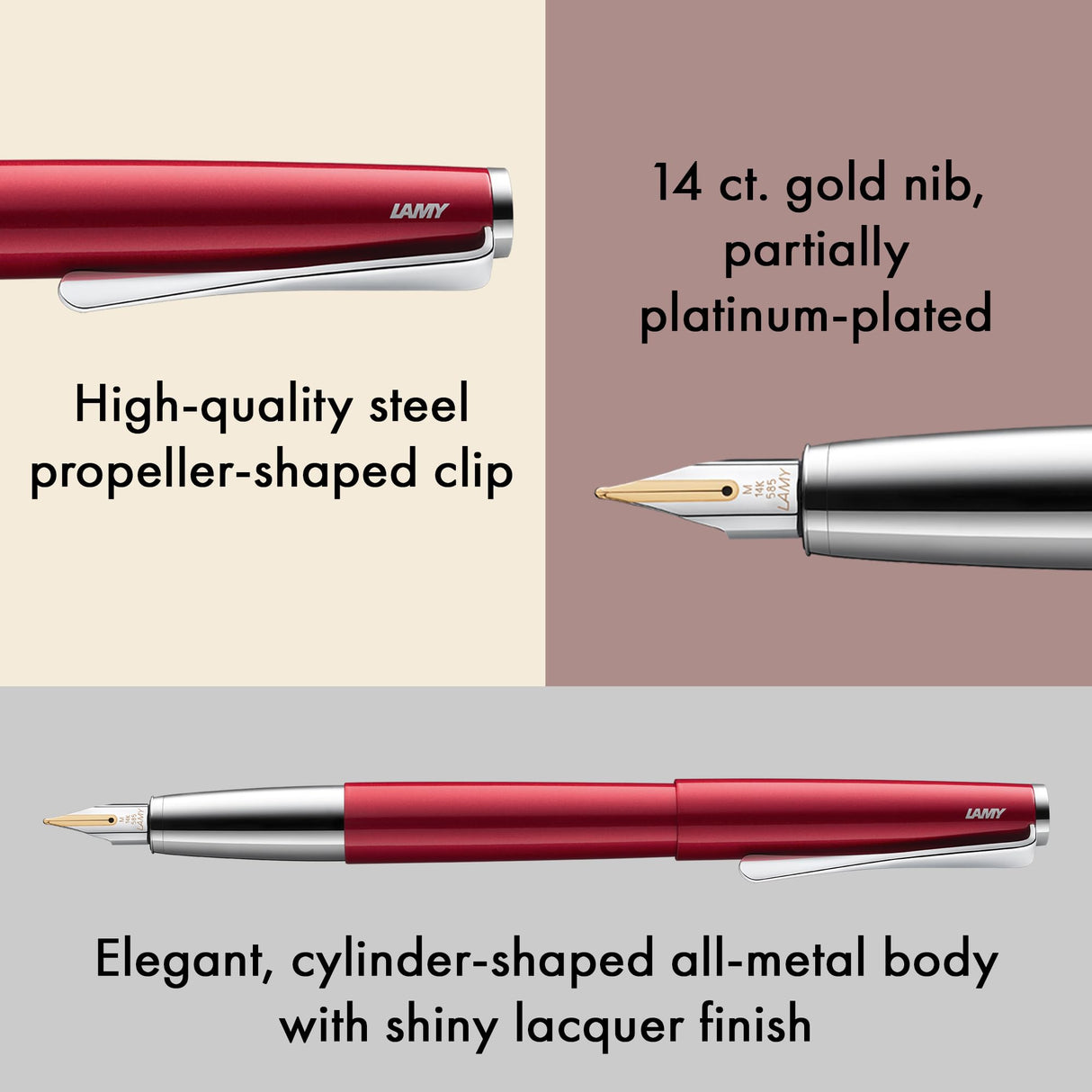 Lamy studio pianored pluma- cuerpo metálico elegante - plumín de oro de 14 quilates, parcialmente platinado en EF - cartucho de tinta T 10 blue incl.