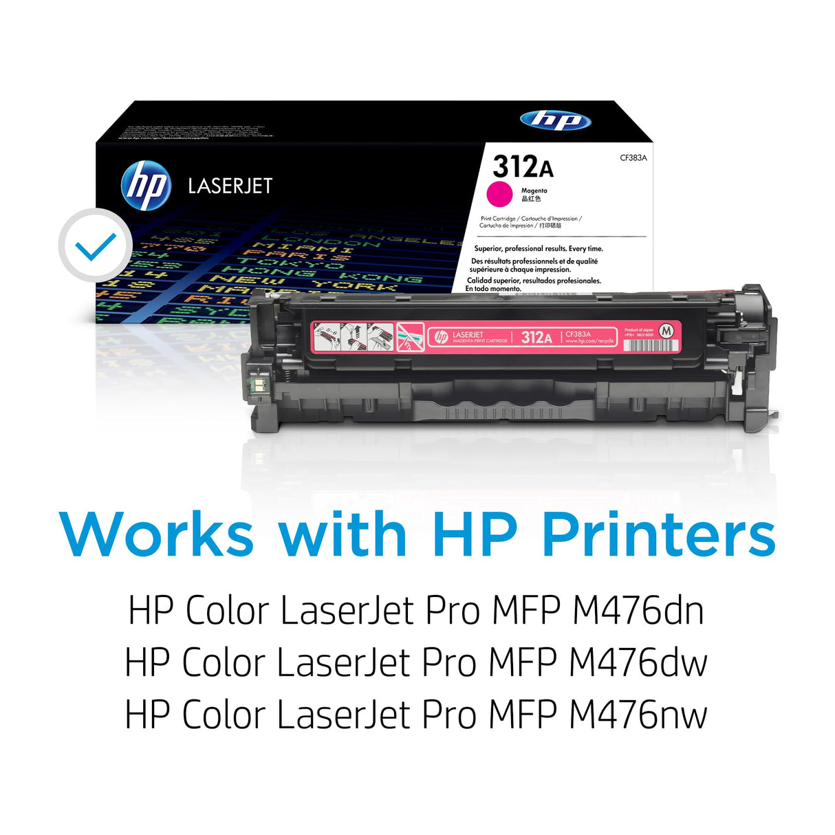 HP 312A CF440AM, Cian, Magenta y Amarillo, Cartucho Tóner Original, Pack de 3, para impresoras HP LaserJet Pro serie 400 color MFP M476