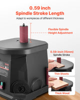 VEVOR Lijadora de Husillo Oscilante 2000 RPM, con 6 Manguitos 12,7–76,2 mm, Carrera de 15 mm y Puerto para Polvo para Acabado de Muebles, Lijado de Manualidades y Carpintería de Bricolaje, Negro