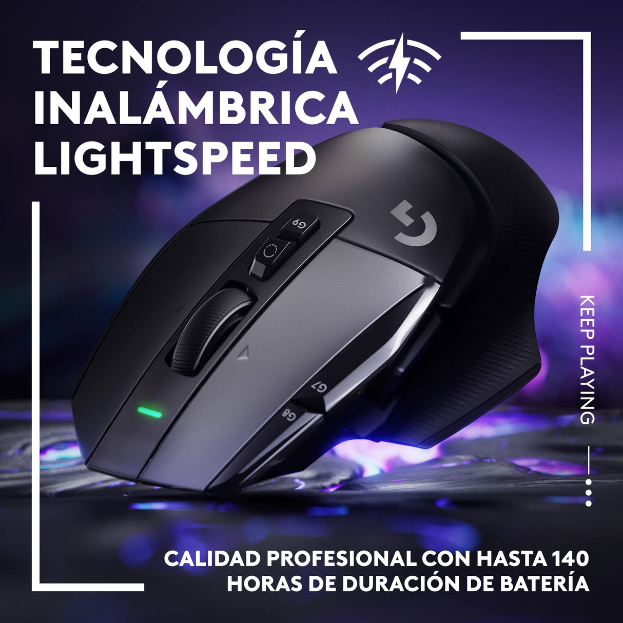 Logitech G G502 X LIGHTSPEED Ratón inalámbrico para Gaming - Ratón óptico con interruptores óptico-mecánicos híbridos LIGHTFORCE, sensor HERO 25K, compatible con PC - macOS/Windows - Negro