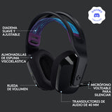 Logitech G535 LIGHTSPEED para gaming Auriculares inalámbricos con micrófono - Auriculares supraaurales ligeros, micrófono volteable para silenciar, estéreo, PC, PS4, PS5, recargables por USB - Negro