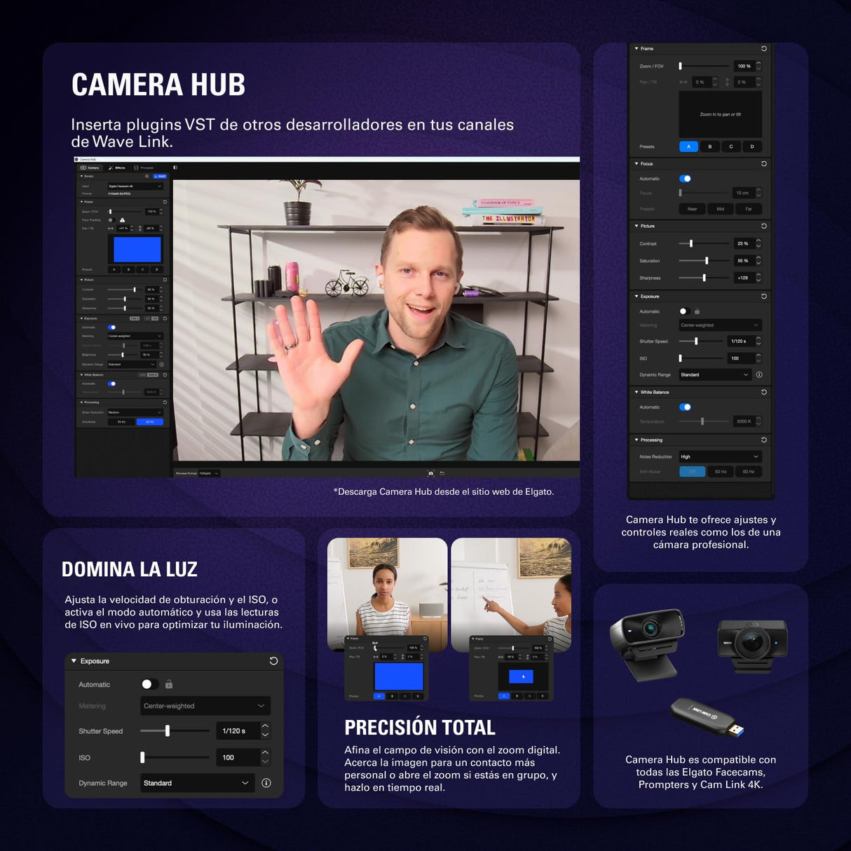 Elgato Facecam 4K – Webcam de Estudio 4K60, Calidad Tipo DSLR a 60 FPS, Compatible con filtros de Lente de 49mm, HDR, vídeo sin comprimir, área de Enfoque optimizada – USB-C para PC y Mac
