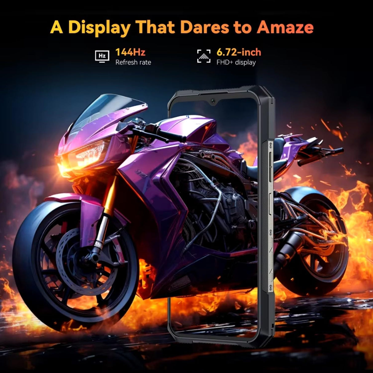 Cubot Kingkong X Pro 5G - Smartphone 6.72" FHD+ 144Hz, 24GB RAM (12GB+12GB Ext.), 256GB ROM, Cámara 100 MP, Batería 10200mAh, Android 14, Dimensity 8200, Negro.
