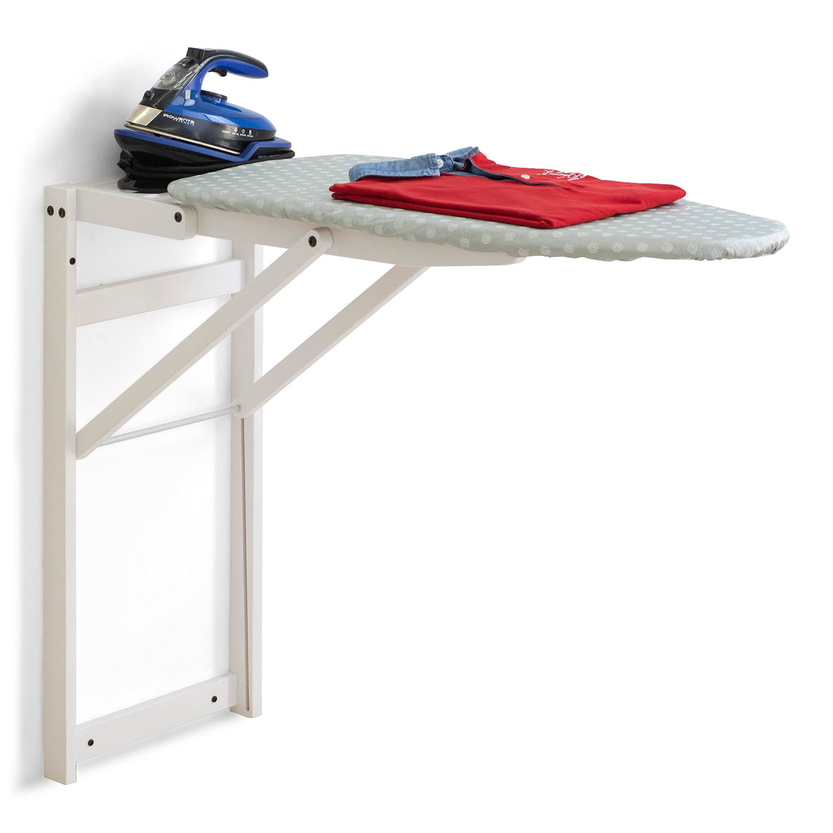 Tabla de Planchar de Pared, 633 STIRO Jolly, Madera – Plegable – Acabado Blanco «Ar-It el corazón de la Madera»
