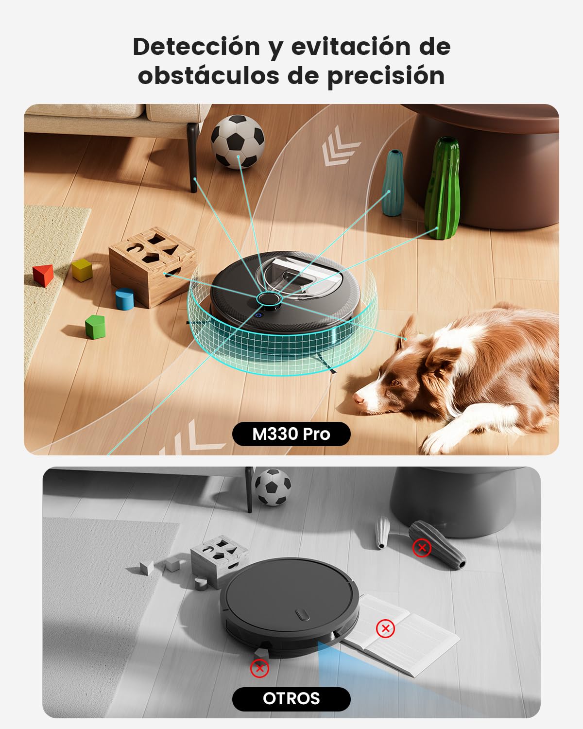 LEFANT M330 Pro Robot Aspirador y Fregasuelos con Mapeo 3 en 1, Navegación dToF, 5000Pa, 150min, Evitación de Obstáculos PSD 190°, WiFi/Alexa 2,4GHz y 5GHz, Ideal para Pelo de Mascotas y Alfombras