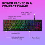 HyperX Alloy Origins – Teclado mecánico para juegos RGB, HyperX Aqua, (QWERTY – US Layout)