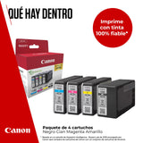 Cartuchos de Tinta Color Canon PGI-1500 Originales - Paquete de 4 (1 Negro, 1 Cian, 1 Magenta y 1 Amarillo)