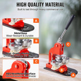 VEVOR Máquina de Prensa de Insignias 58 mm Fabricante de Botones Tamaño de la Base 16 x 29 cm Máquina para Hacer Botones, Cantidad de Botones de 500 pcs, con 1 Paquete de Accesorios para Máquina