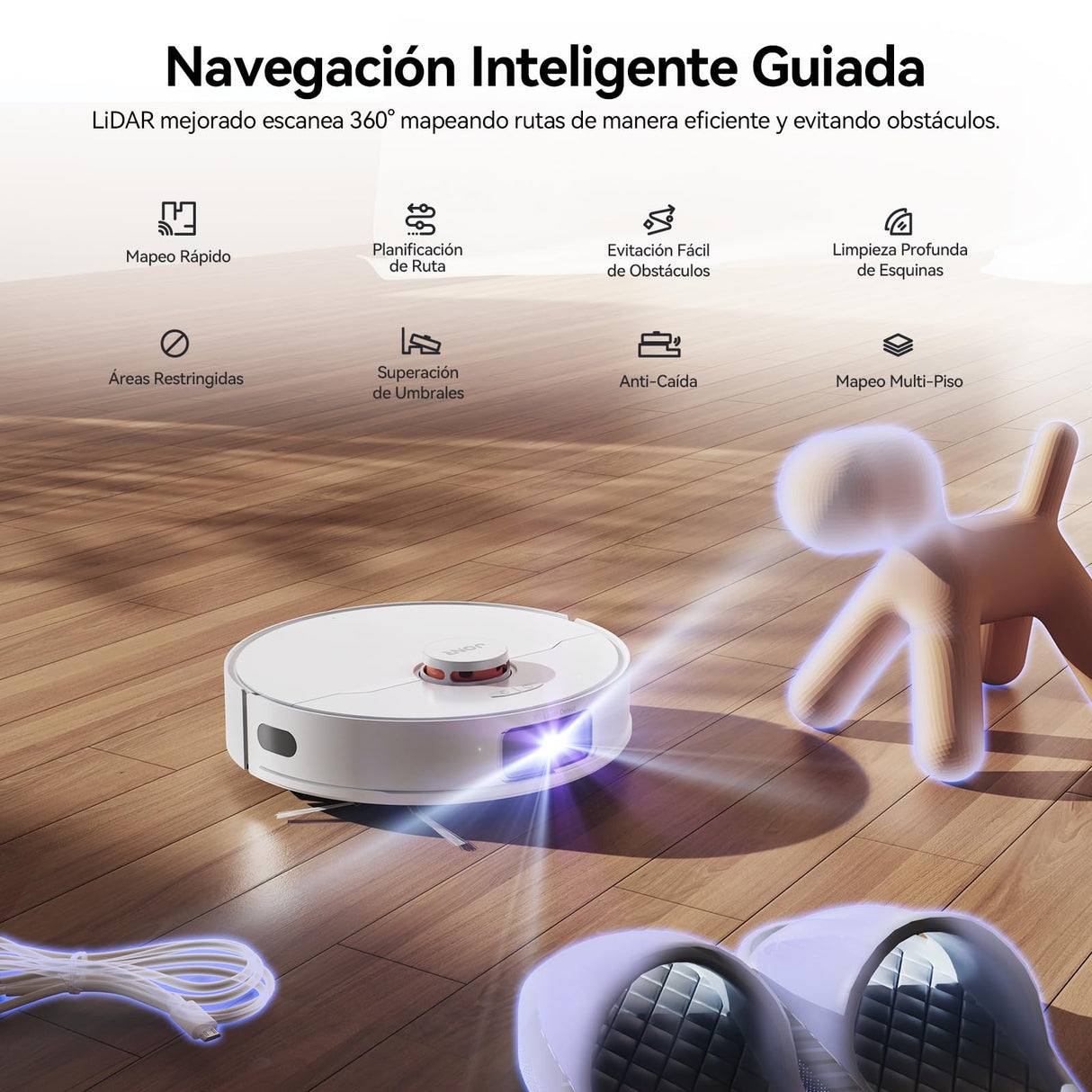 JONR T5 Pro Robot Aspirador y Fregasuelos, 8000Pa Aspirador Robot con Mopa Extensible, Lavado Automático de Mopa y Secado con Aire Caliente, Mopas Dobles