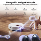 JONR T5 Pro Robot Aspirador y Fregasuelos, 8000Pa Aspirador Robot con Mopa Extensible, Lavado Automático de Mopa y Secado con Aire Caliente, Mopas Dobles