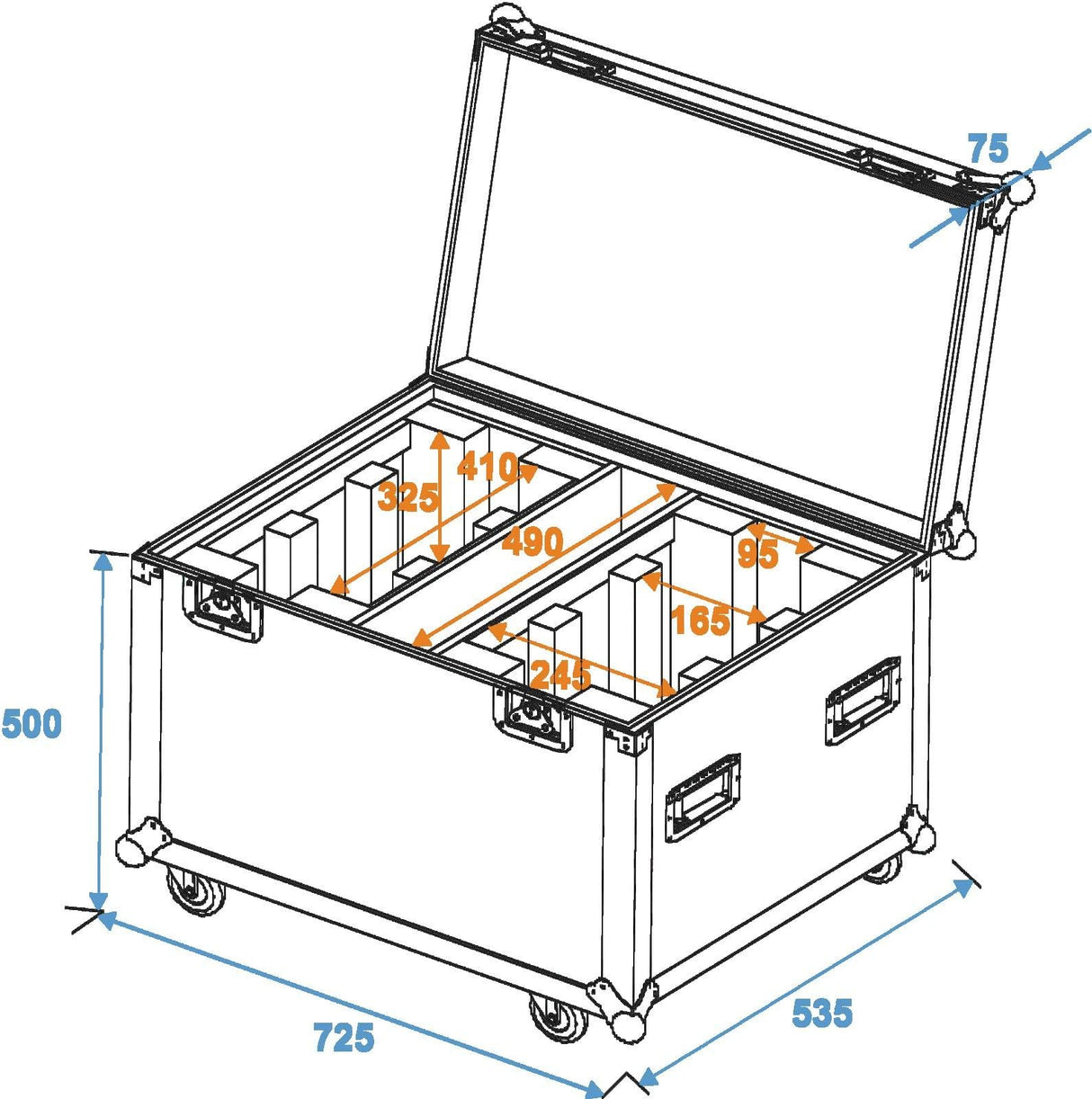 ROADINGER 51836718 Flightcase 2X Wave Multicolor, Talla única