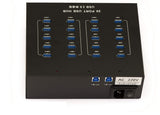 KALEA-INFORMATIQUE Estación de Carga y HUB USB Tipo Industrial. 20 Puertos USB 3.0 5G con Fuente de Alimentación de 20A. Montable o en Bastidor