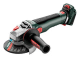 metabo Amoladora angular inalámbrica WVB 18 LT BL 11-125 Quick - 18 V, 125 mm de diámetro de disco - Motor sin escobillas, regulación de velocidad, tuerca de liberación rápida, sistema de freno