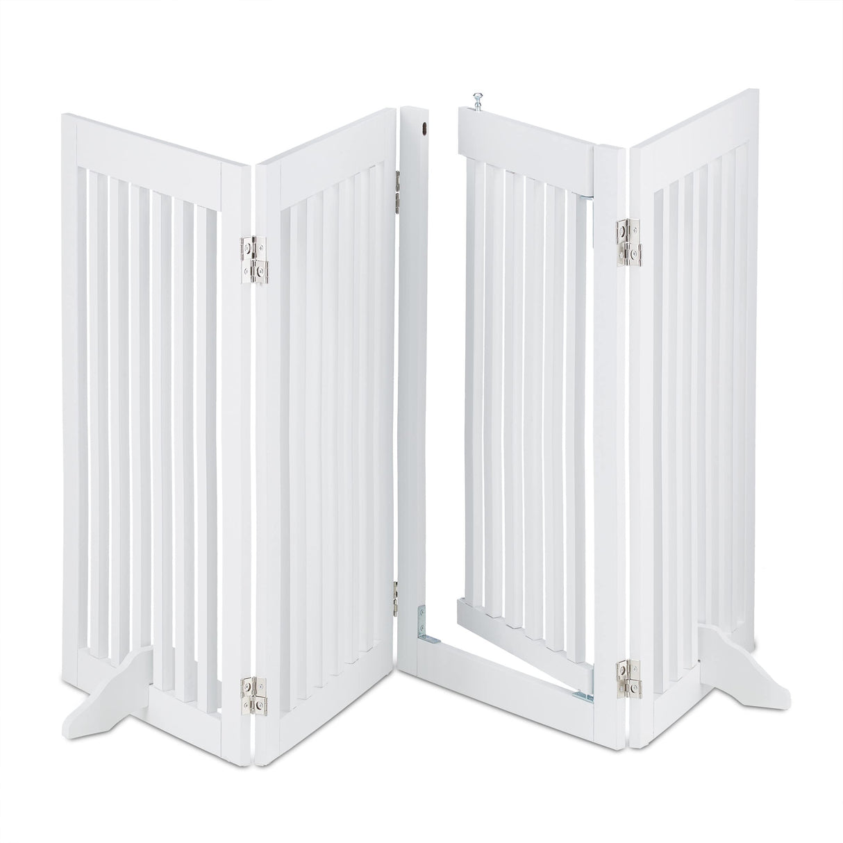 Relaxdays Barrera Seguridad Niños, Valla Protectora, Puerta, 92x206cm, Plegable, Cerca Protección Bebés, Perros, Blanco, Fibra Vegetal