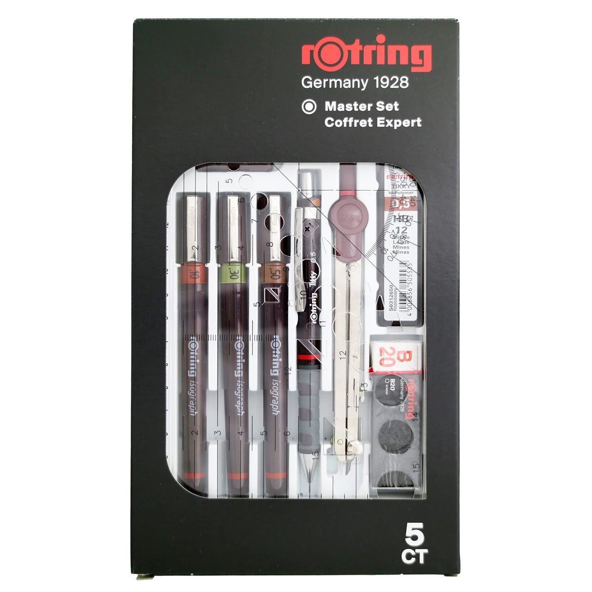 Rotring Isograph Master Set - Set de geometría (0.1 mm, 0.3 mm, 0.5 mm)