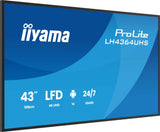iiyama Prolite LH4364UHS-B1AG 108 cm 43" Digital Signage Display VA LED Panel 4K UHD HDMI USB-C USB2.0 RS-232c RJ45 Android 14 OS iiSignage² WiFi Mediaplayer 24/7 AntiGlare Negro