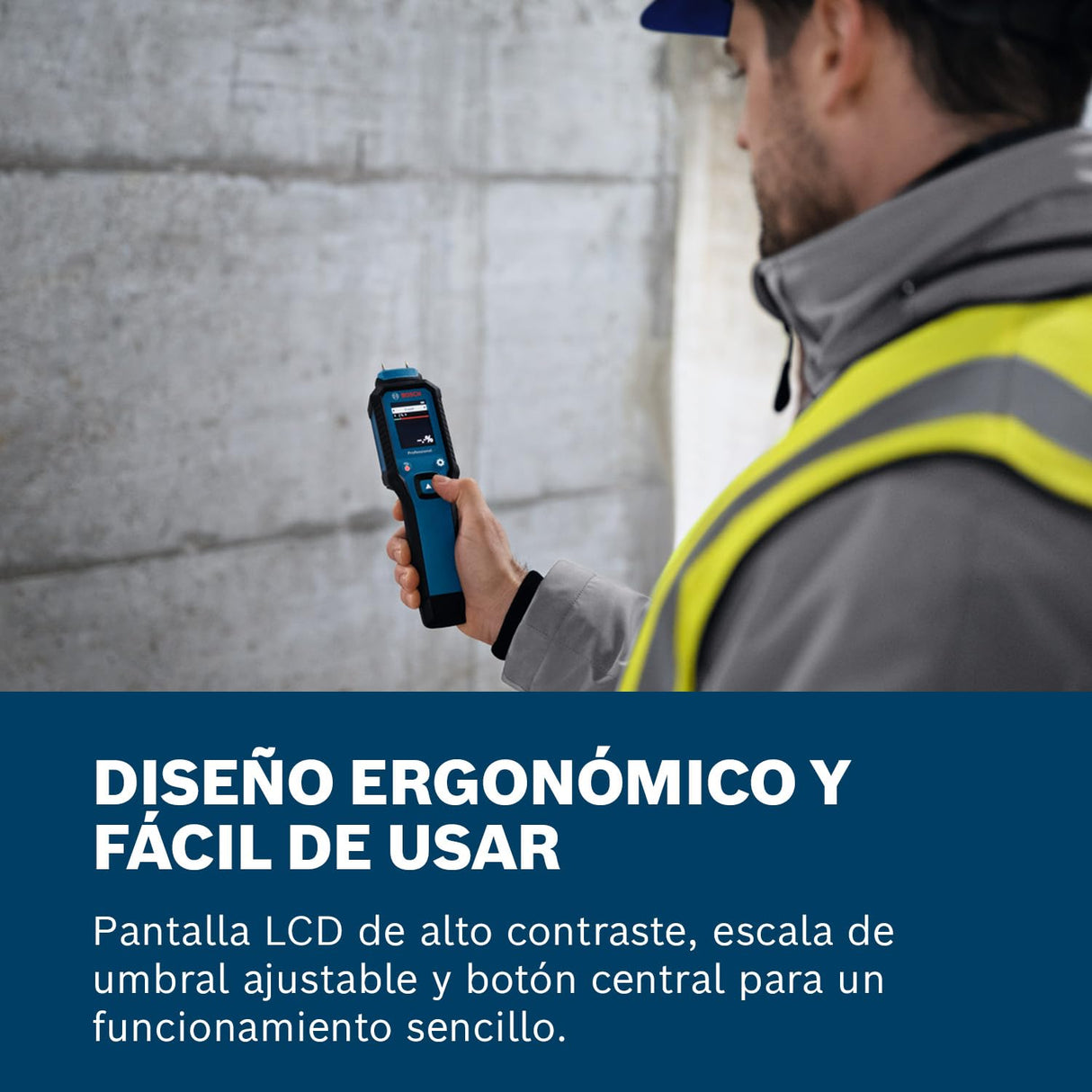 Medidor de humedad GMP 1-13 de Bosch Professional (basado en clavijas, mide 37 tipos de madera y 10 materiales de construcción, clasificación IP65, LCD de alto contraste, 2 pilas AA, bolsa)