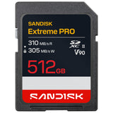 SANDISK Extreme Pro SD UHS-II V90 Tarjeta 512 GB (velocidades de Lectura de hasta 310 MB/s, Velocidades de Escritura de hasta 305 MB/s, Funciona con cámaras réflex y sin Espejo)