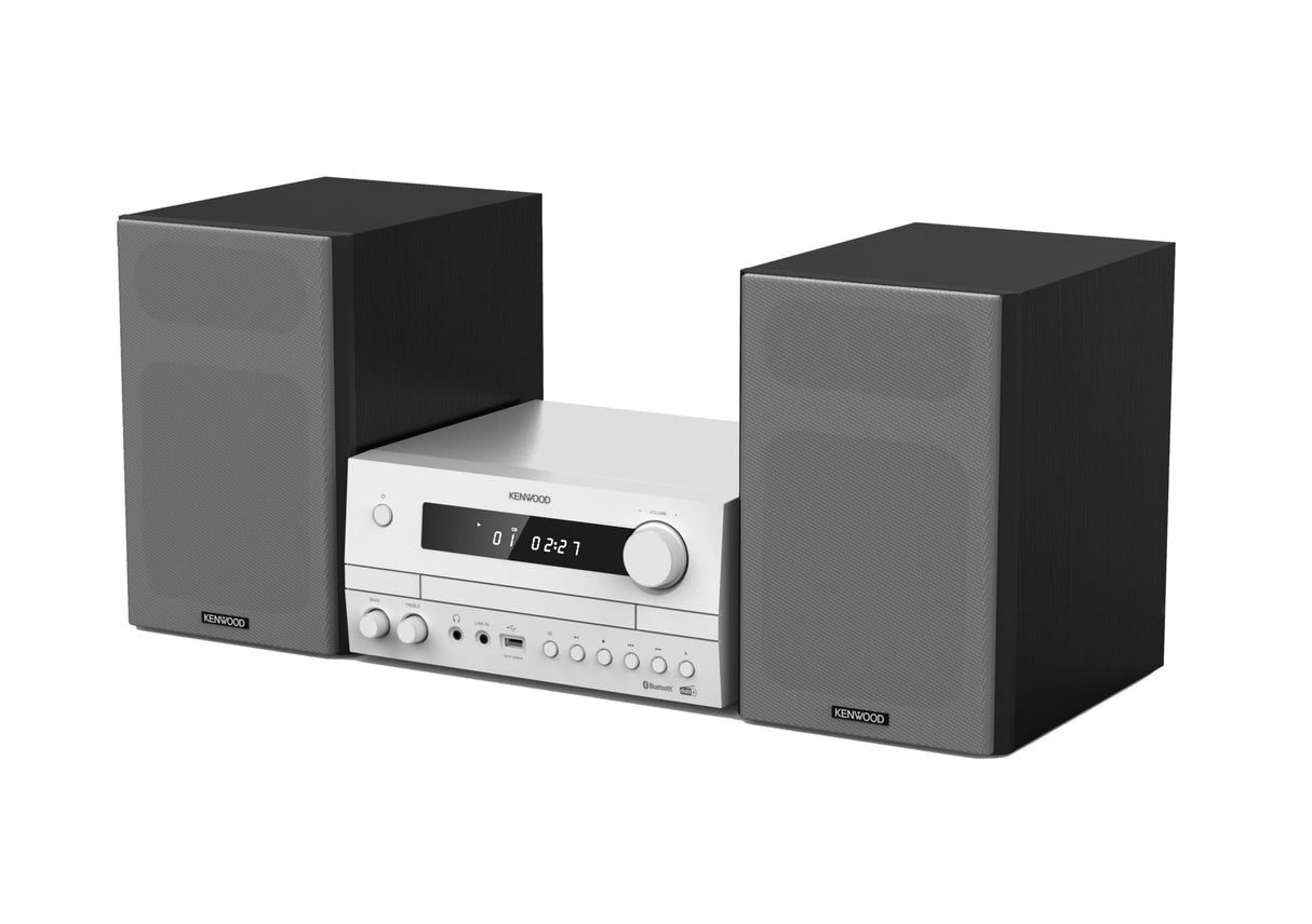 Microcadena HiFi Kenwood M-822DAB con CD, USB, Dab+ Blueetooth Audio-Streaming. Color: Blanco - Mini Equipo de Musica para casa