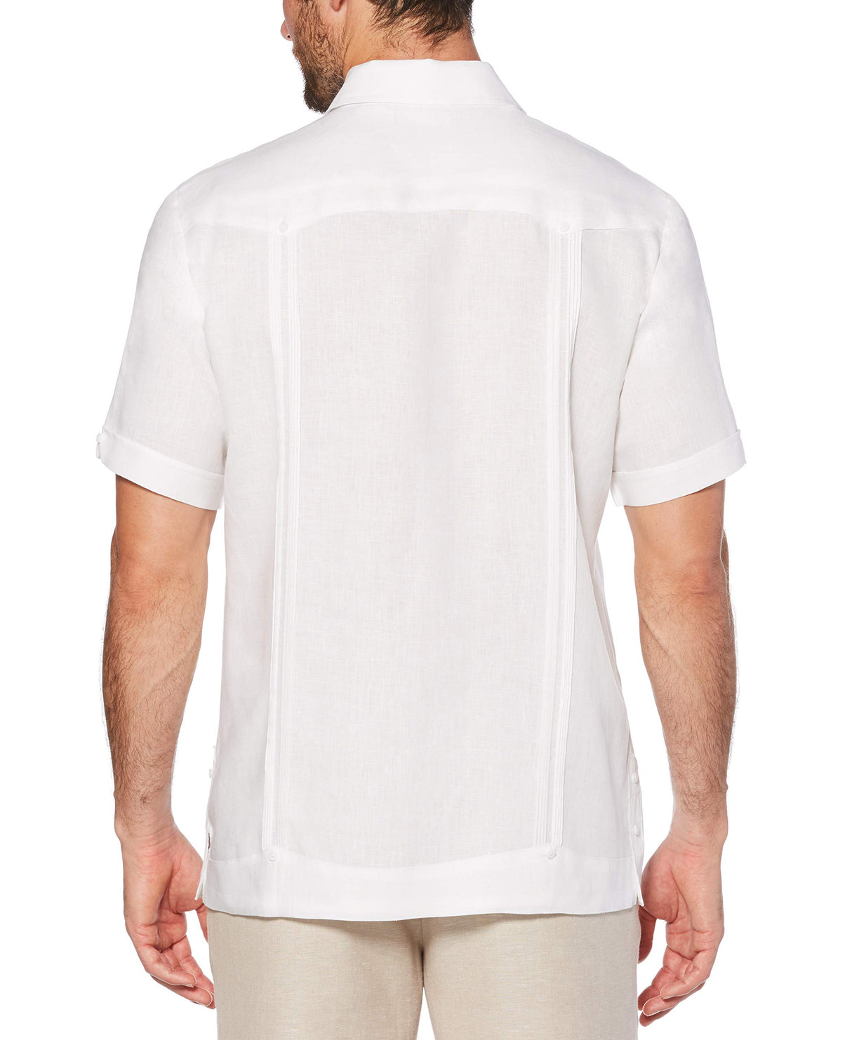 Cubavera - Camisa Guayabera de Manga Corta con Cuatro Bolsillos para Hombre, 100% Lino (Talla S-5x), Blanco Brillante, XL (Grandes) (Alto)