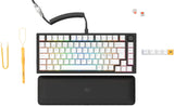 Glorious Gaming GMMK PRO 75% - Teclado gaming mecánico modular, TKL, carcasa de 1,5 kg, personalizable, cable espiral, reposamuñecas, keycaps blancas, RGB, distribuciones QWERTY nórdico - Negro