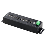 StarTech.com Hub Concentrador USB 2.0 de 10 Puertos - Hub USB Resistente con Protección de ESD de Nivel 4 - de Escritorio, Pared, DIN - con Puertos Bloqueables - Ladrón USB (USB210AIND-USB-A-HUB)