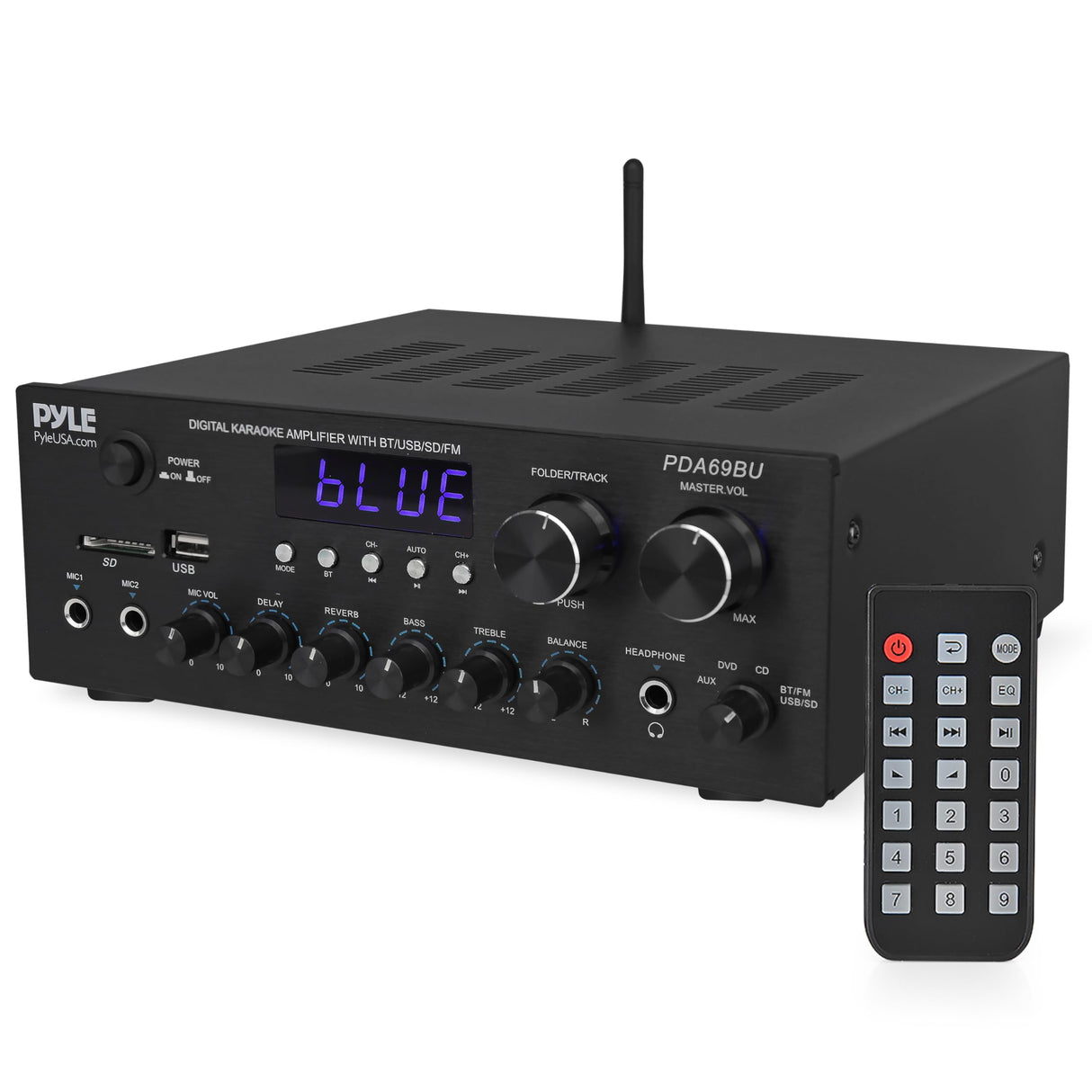 Pyle Amplificador estéreo Audio Receptor Sistema de Sonido con Bluetooth Wireless Streaming, MP3/USB/SD/AUX/FM Radio