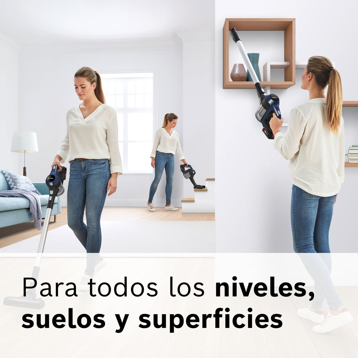 Bosch Unlimited Serie 6 BBS611PCK - Aspirador escoba sin cable, hasta 30 minutos de duración, 18 V, incluye 1 Batería Extraíble (Power for ALL), color azul