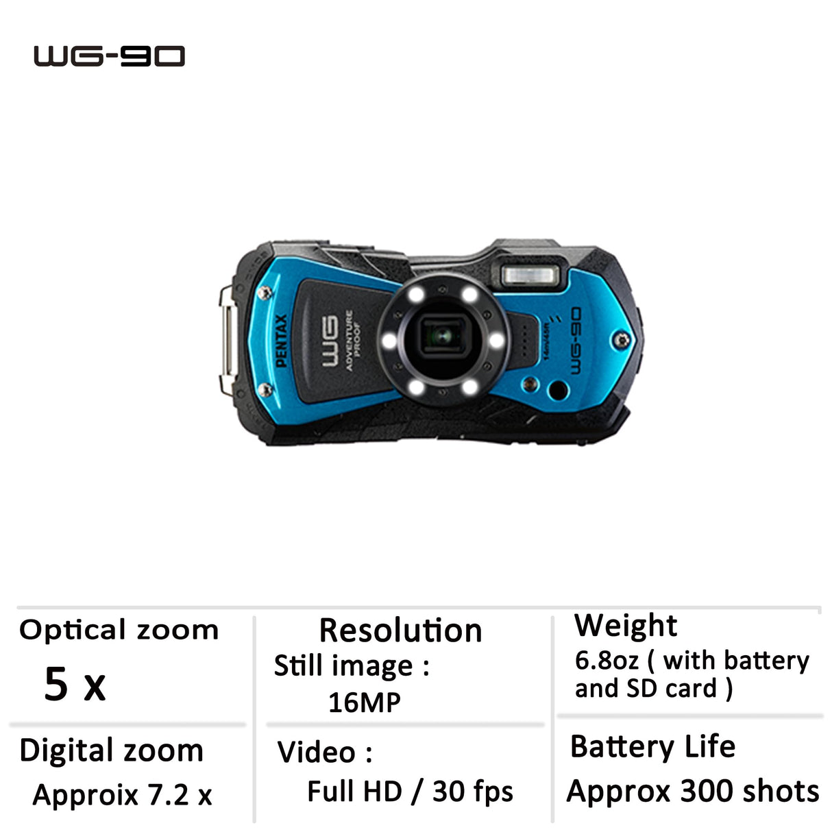 PENTAX WG-90 Digitalcamera Blue